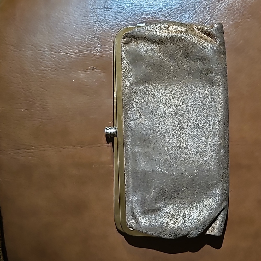 HOBO Lauren Metallic Shimmer Bronze Leather Clutch Card Wallet